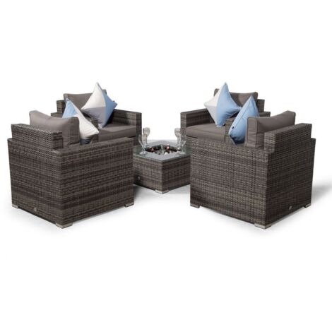 Giardino Sydney 4 Seater Rattan Sofa Set with Drinks Cooler Coffee Table - Grey