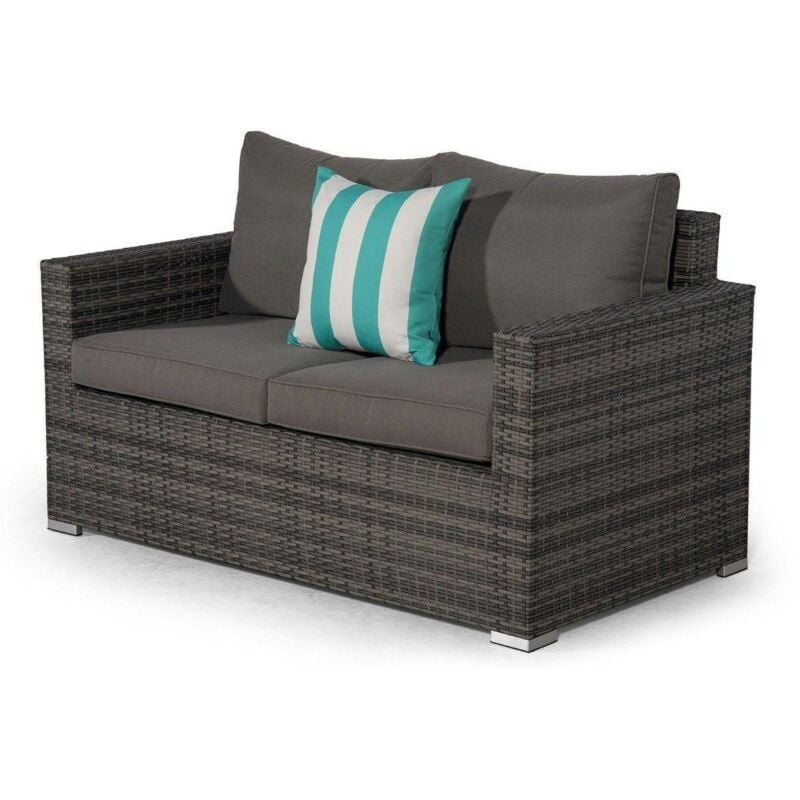Modern Furniture Direct - Giardino Sydney Rattan 2 Seater Loveseat Sofa - Grey