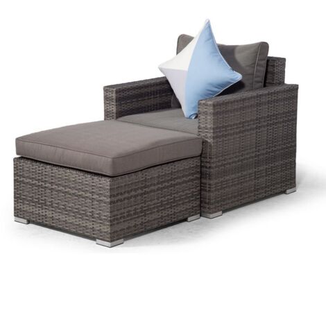 Giardino Sydney Rattan Armchair  Ottoman Lounge Chair Set - Grey