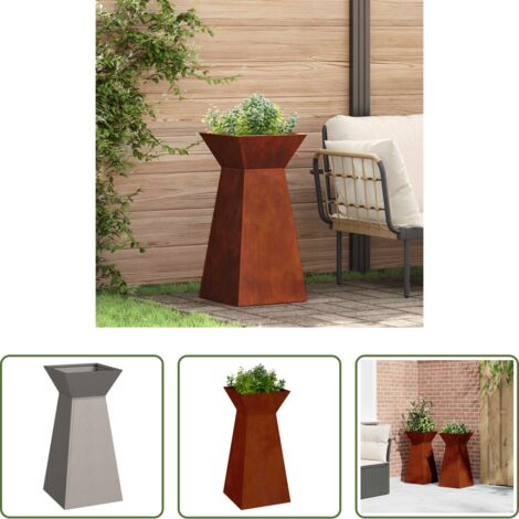 Giardino -  Vaso a Pilastro 2 pcs Argento 35 x 35 x 73 cm