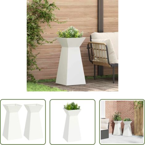 Giardino -  Vaso a Pilastro 2 pcs Bianco 35 x 35 x 73 cm