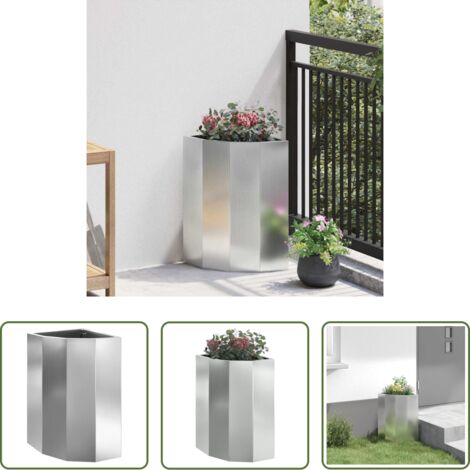 Giardino - Vaso d'angolo Argento 30 x 30 x 50 cm Acciaio zincato