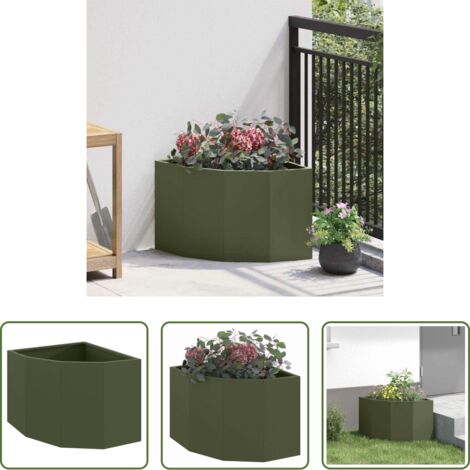 Giardino -  Vaso d'angolo Oliver verde 45 x 45 x 35 cm Acciaio
