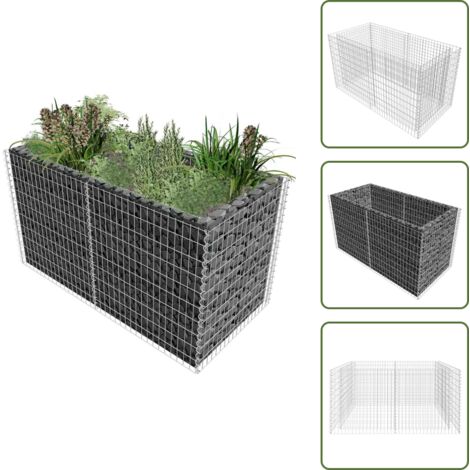 Giardino - vidaXL Gabbione Letto Rialzato Giardino Acciaio 180x90x100 cm Argento - Patio