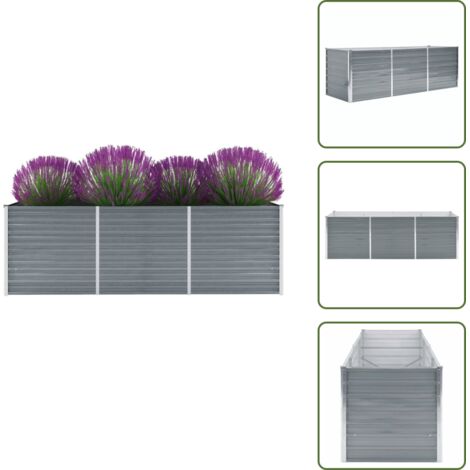 Giardino - vidaXL Letto Rialzato da Giardino Acciaio Zincato 240x80x77 cm Grigio - Balcone