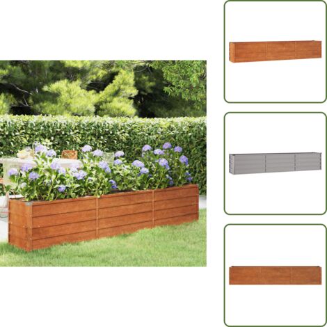 Giardino - vidaXL Letto Rialzato da Giardino Ruggine 240x40x45 cm Acciaio Corten - Piante