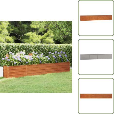 Giardino - vidaXL Letto Rialzato da Giardino Ruggine 320x40x45 cm Acciaio Corten - Piante