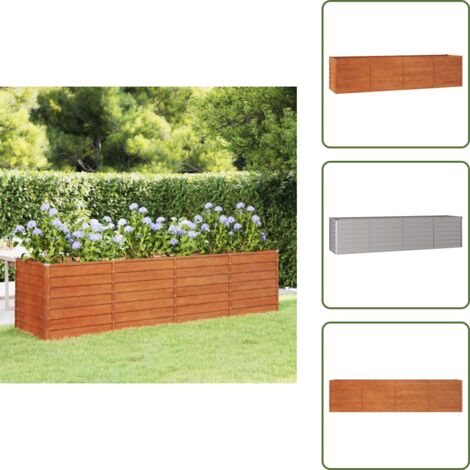 Giardino - vidaXL Letto Rialzato da Giardino Ruggine 320x80x77 cm Acciaio Corten - Piante