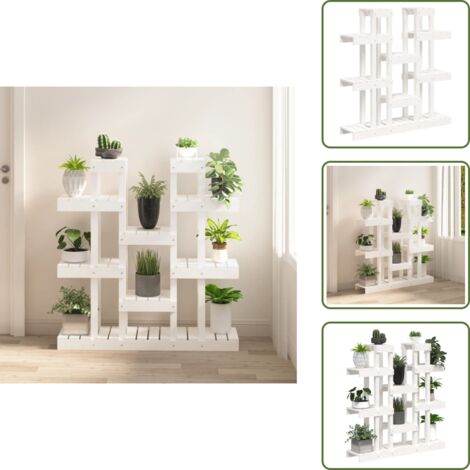 Giardino - vidaXL Supporto Piante Bianco 104,5x25x109,5 cm Legno Massello di Pino - Soggiorno
