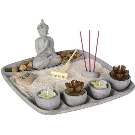 Giardino zen Aditya in cemento grigio 24x12cm - Atmosphera créateur d'intérieur
