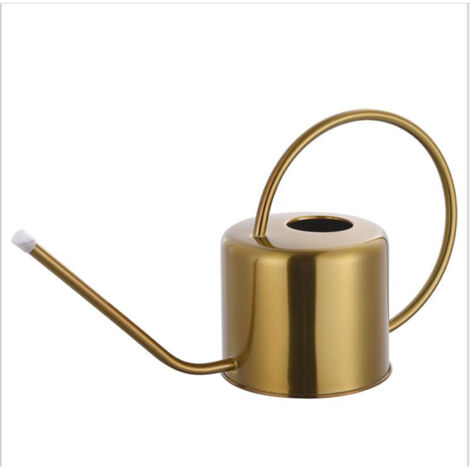 Gießkanne (1,3 l) mit langem Ausguss aus goldfarbenem Edelstahl für Zimmer- und Gartenpflanzen, Vintage-Dekoration