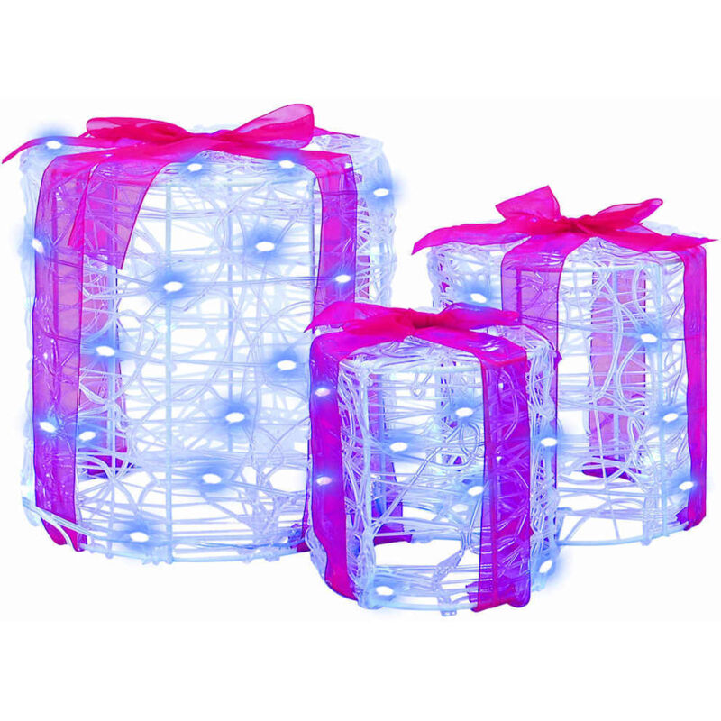 Gift Box Decoration 3 Pcs Blue 20 X 20 X 21 Cm Acrylic Vidaxl