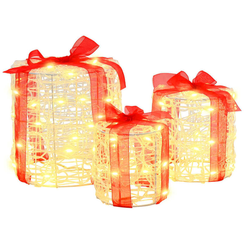 Gift Box Decoration 3 Pcs Warm White 20 X 20 X 21 Cm Acrylic Vidaxl