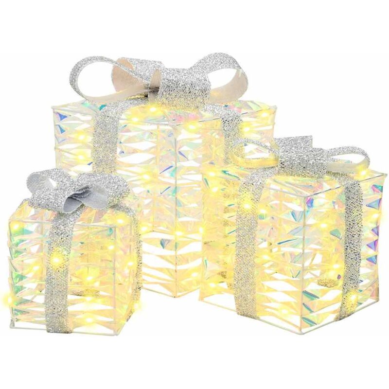Gift Box With 60 Leds 3 Pcs Warm White 20 X 20 X 20 Cm Pet Vidaxl