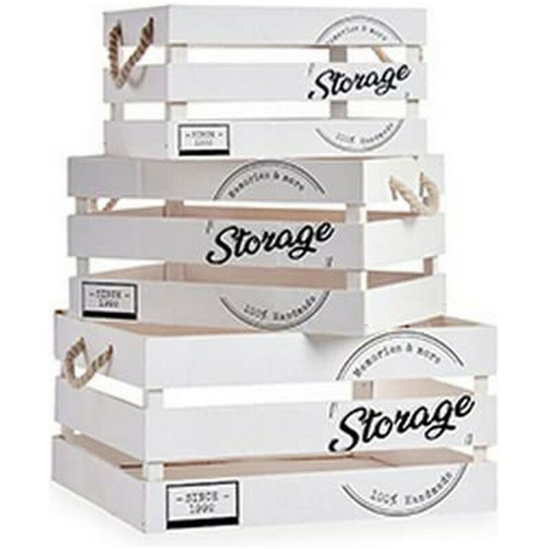 

Gift Decor Juego de Cajas Decorativas Storage Blanco Madera (3 Piezas)