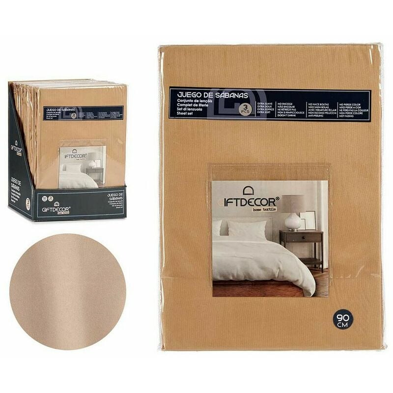 

Gift Decor Juego de Sábanas Cama de 90 Beige (3 Piezas)