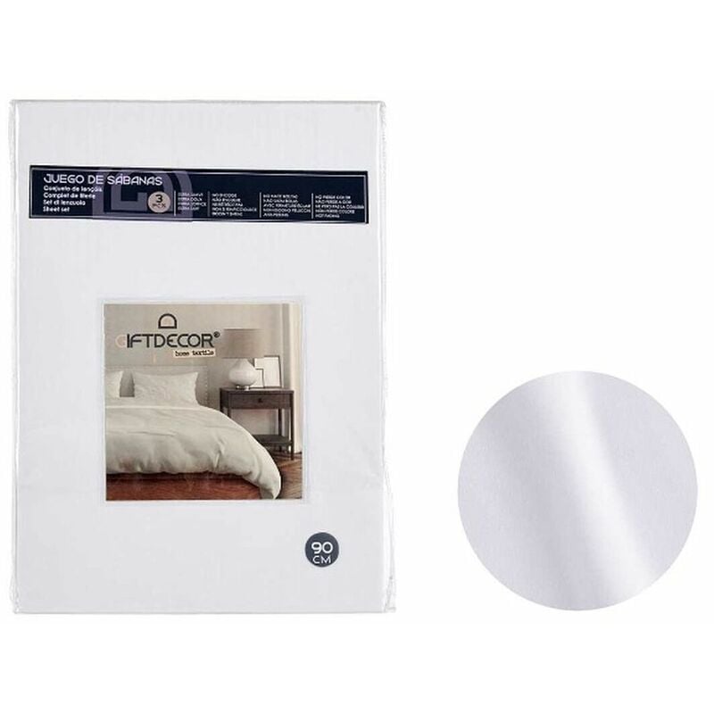 

Gift Decor Juego de Sábanas Cama de 90 Blanco (3 Piezas)