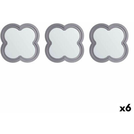 Gift Decor Set ofMirrors Flower Silver Polypropylene 78 x 26 x 2.5 cm (6 pièces)