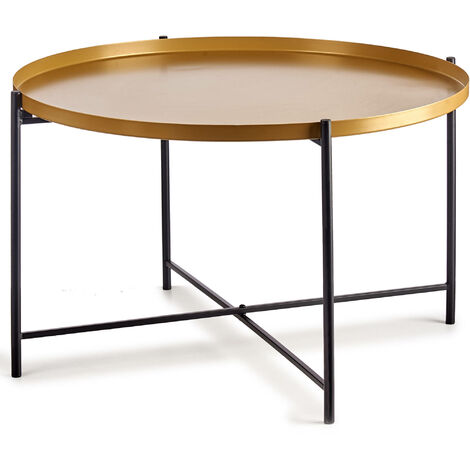 Gift Decor Table d appoint Noir Doré Métal 77 cm