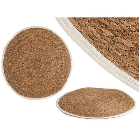GIFTDECOR alfombra natural borde blanco 100 cm , Alfombra natural borde blanco 100 cmFabricada en fibra natural de alta calidadIdeal para decoraciónFácil limpiezaMe