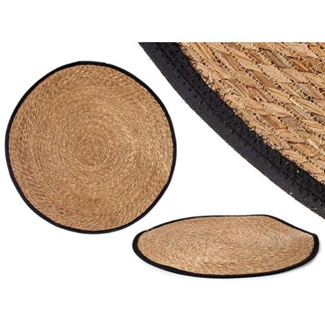 GIFTDECOR alfombra natural borde negro 100 cm , Alfombra natural borde negro 100 cmFabricada en fibra natural de alta calidadIdeal para decoraciónFácil limpiezaMedi