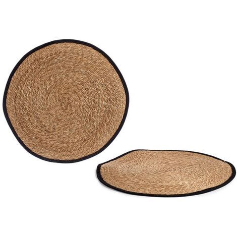 GIFTDECOR alfombra natural borde negro 80 cm , Alfombra natural borde negro 80 cmFabricada en fibra natural de alta calidadIdeal para decoraciónFácil limpiezaMedida