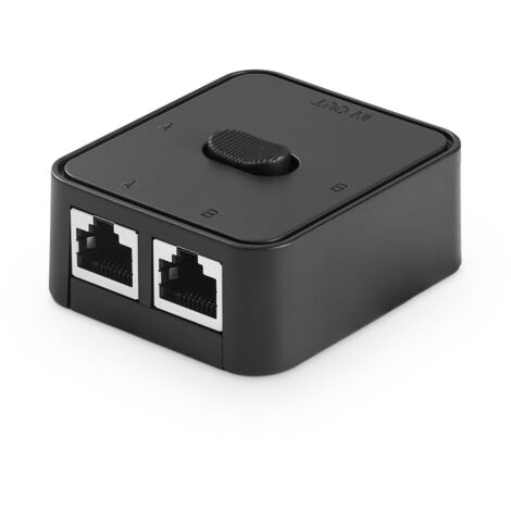 Gigabit Network Switch, Passive Ethernet Selector, Input/Output to Network A or B, Bi-Directional Manual Switch, No Power Required