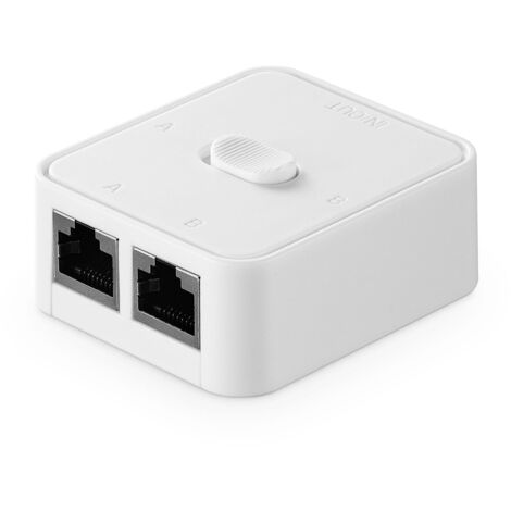 Gigabit Network Switch, Passive Ethernet Selector, Input/Output to Network A or B, Bi-Directional Manual Switch, No Power Required (White)