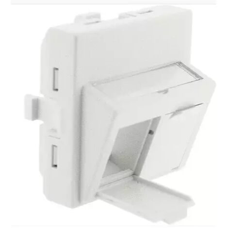 Gigamedia GGMPL45ID Plastron 45x45mm incliné volet 2 ports blanc