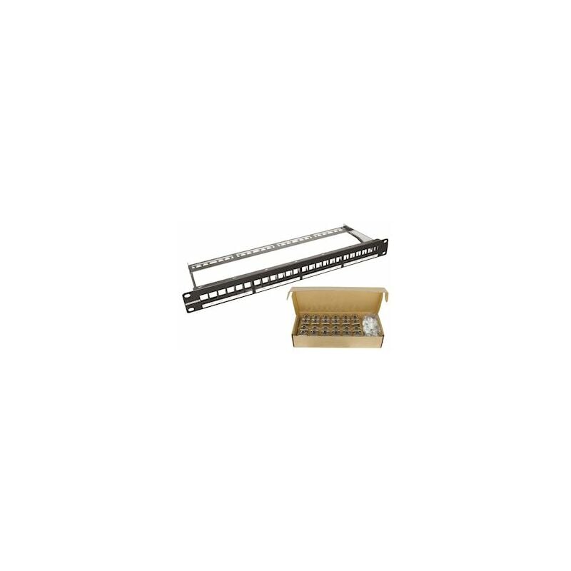 Panneau 19' - equipé de 24 noyaux - cat6 - blindés - sans outils - gigamédia panc6s24p