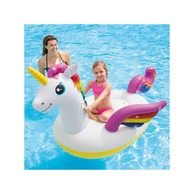 Unicornio Gigante Hinchable Montable Colchoneta Para Piscina De Mar 201 X 140 X 97 Cm