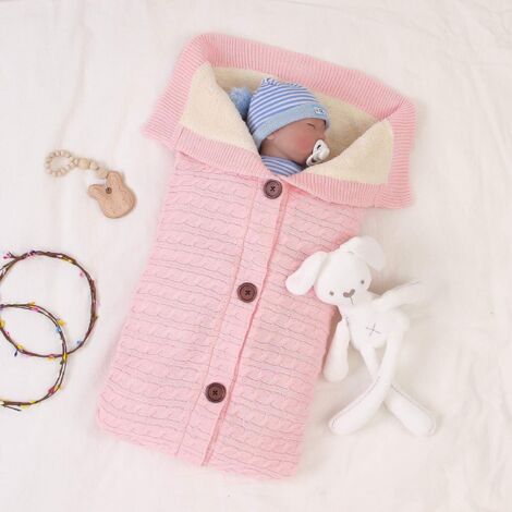 Gigoteuse d'hiver pour bébé (0-8 mois) Beibei en coton tricoté, unisexe, couleur poudre pour tout-petit