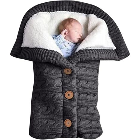 Gigoteuse d'hiver pour bébé (0-8 mois) en coton tricoté, unisexe, gris foncé, pour enfant.