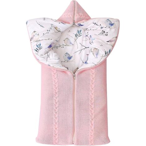 Gigoteuse d'hiver rose pour nouveau-né avec fermeture éclair et couverture chaude