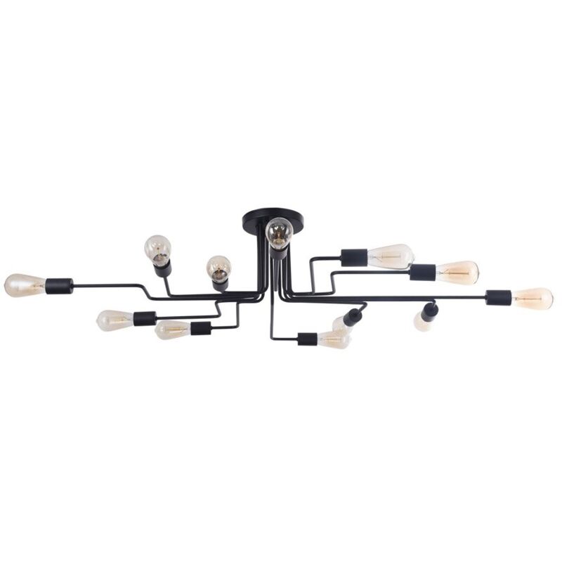 Plafoniera Moderna Gilbert Metallo Nero 12 Luci