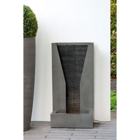 GILDE Brunnen, rechteckig, "Cascata", Stahl, grau, VE 1, L. 25 cm, B. 46 cm, H. 92 cm Fassungsvermög