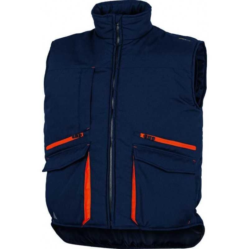 Gilet bleu marine et orange sans manches Delta Plus multipoches polyester / coton SIERRA2 - SIER2MO0 58/60 (2XL)