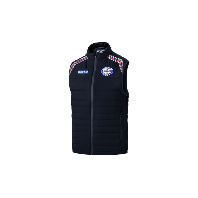 Gilet a' cadre Martini Racing en tissu technique avec rembourrage Blu Marine en nylon TG.XXL Livre'es et logos brode's Martini Racing Blu marine XXL