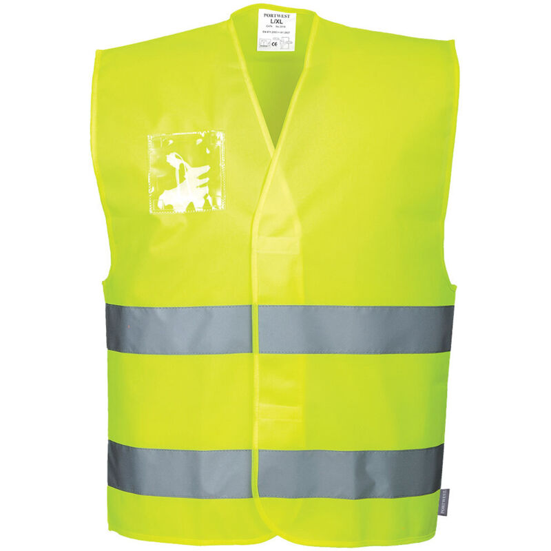 C475 Gilet Alta Visibilit , Con Porta Badge Doppio Verso, Giallo, X...