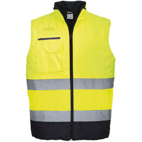 Gilet bodywarmer haute-visibilité bicolore couleur : Jaune/Marine taille L - PORTWEST