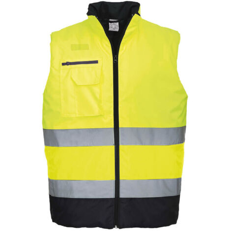 Gilet bodywarmer haute-visibilité bicolore couleur : Jaune/Marine taille XL - PORTWEST