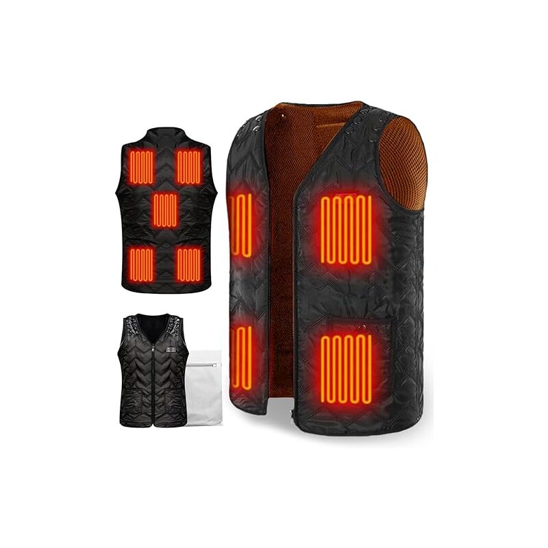 Gilet Chauffant Amélioré pour Hommes et Dames, 9 Zones de Chauffage, 3 Températures Optionnelles, Gilet Chauffant Électrique de Taille Ajustable
