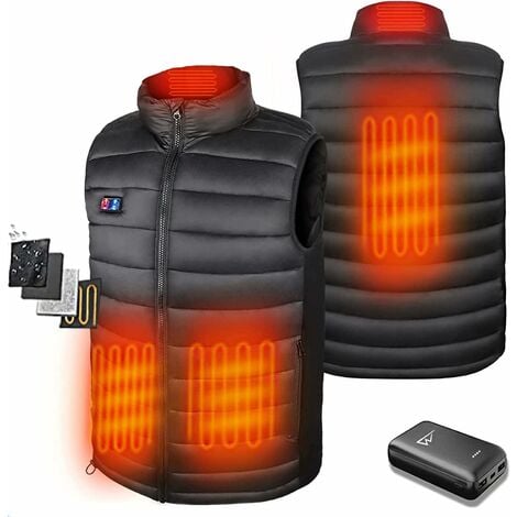 CHOYCLIT Gilet Chauffant Avec Batterie 10000mAh pour Homme Femme,Veste Chauffante Électrique avec 4 Zones de Chaleur 3 Modes, Veste Chauffante Sans Manche ultraléger,Pour intérieures et extérieures Taille: M