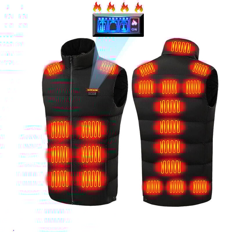 SNQ - Gilet Chauffant Électrique Homme & Femme avec 21 zones chauffées , Gilet Chauffé Veste Chauffante usb, Chauffage Rapide à 55℃, 6XL
