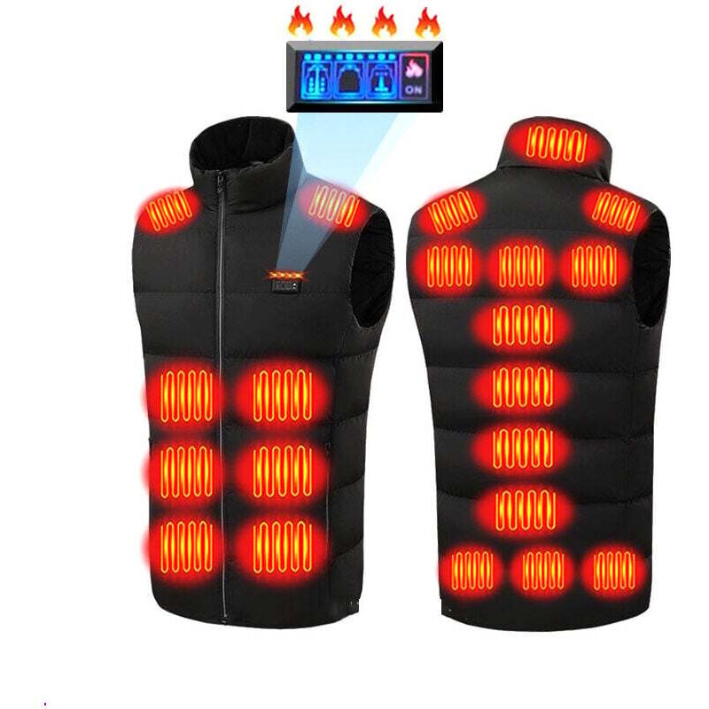 Gilet Chauffant Électrique Homme & Femme avec 21 zones chauffées , Gilet Chauffé Veste Chauffante usb, Chauffage Rapide à 55℃, 6XL