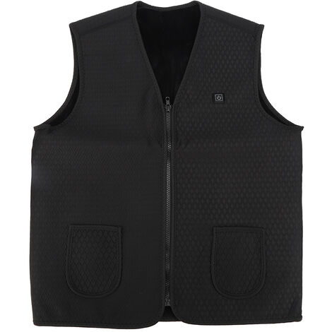 Gilet chauffant électrique intelligent, vêtements de température à trois niveaux, veste chauffante extérieure noir (noir L)