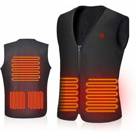Gilet Chauffant, Extérieur Gilet Chauffant, Vêtements Chauffants Confortables, avec Chauffage Rapide, 5 Zones de Chauffage, Mode de Charge USB, Lavable (sans Batterie)，Starlight