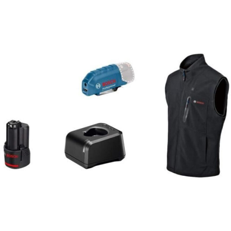 Ghv 12+18V xa - Gilet chauffant a batterie (Softshell, noir, taille xl, batterie 12V x 2.0 Ah) - Bosch Professional