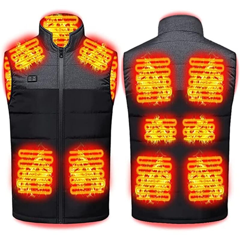 Gilet Chauffant Homme Femme Veste Chauffante Électrique usb Vêtement de Chauffage avec 11 Zones de Chauffé 3 Températures Réglables Gilet Chaud