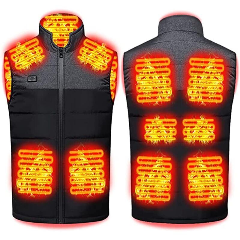 Xidjuikm - Gilet Chauffant Homme Femme Veste Chauffante Électrique usb Vêtement de Chauffage avec 11 Zones de Chauffé 3 Températures Réglables Gilet